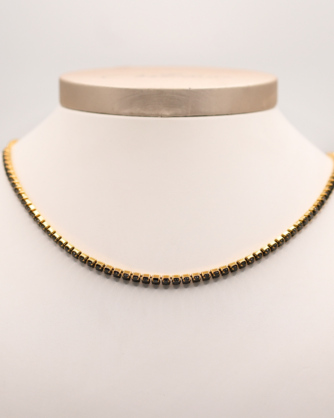 Collana Tennis Gold con Strass Black 3mm
