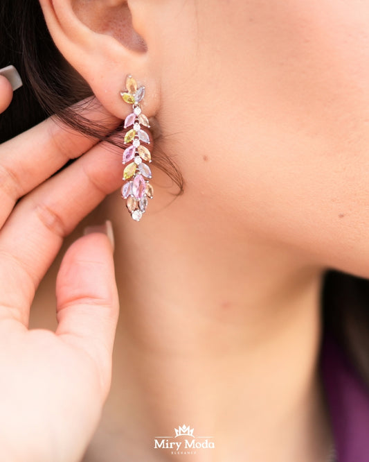 Set Spiga di Grano Silver con Pietre Colorate