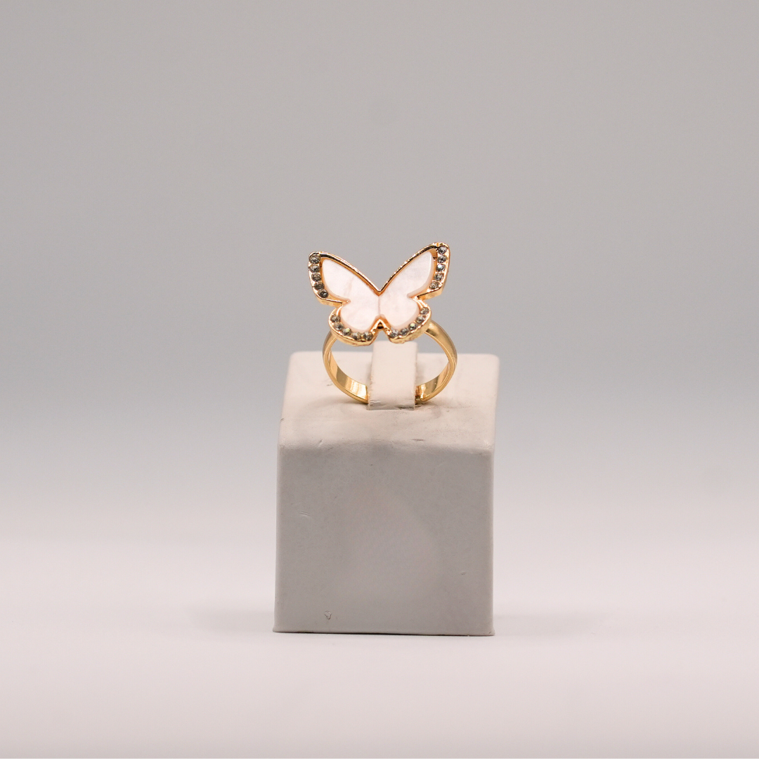 Anello Farfalla con Strass Gold
