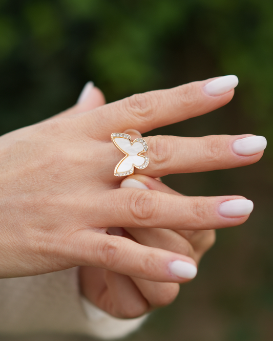 Anello Farfalla con Strass Gold