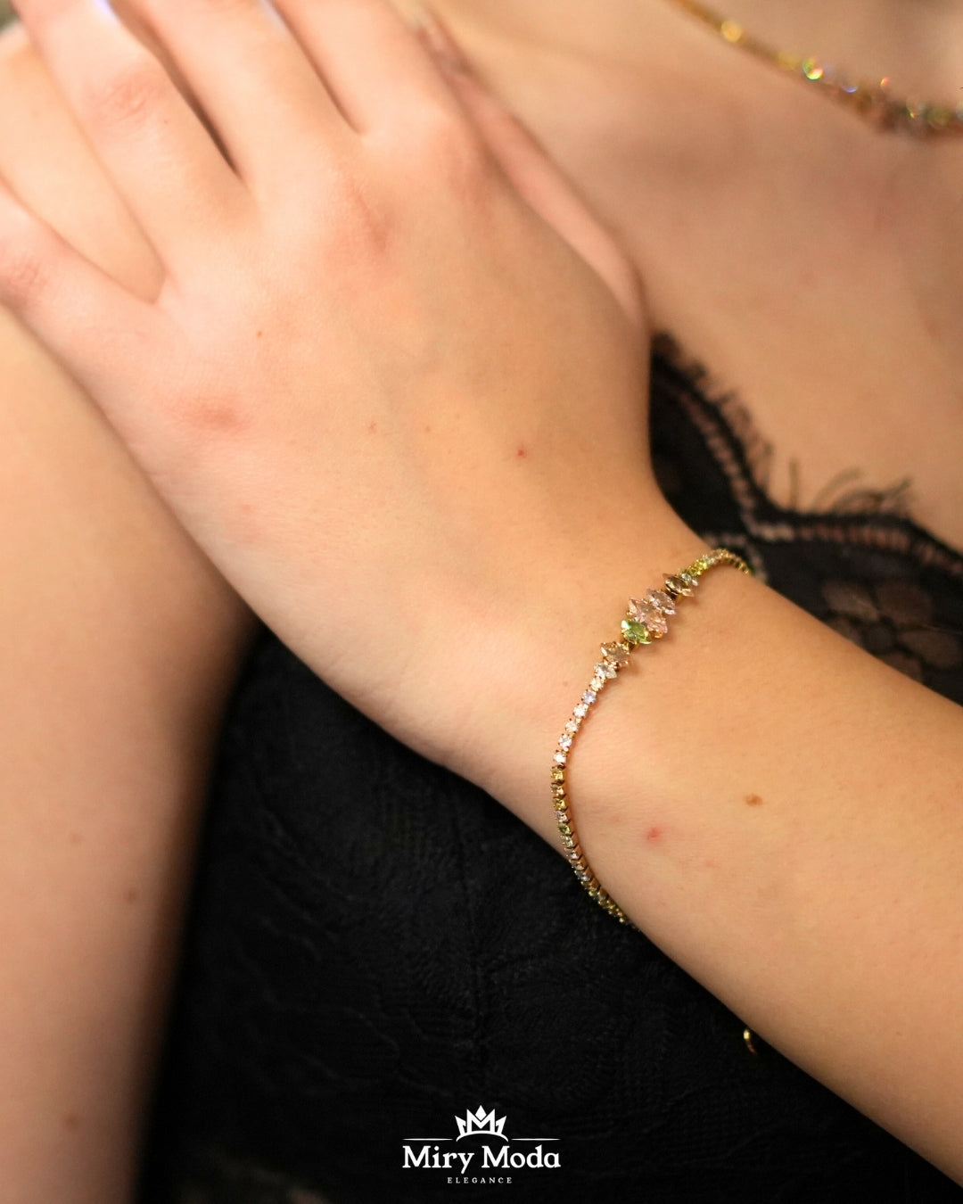 Bracciale Spiga di Grano Silver con Pietre Colorate