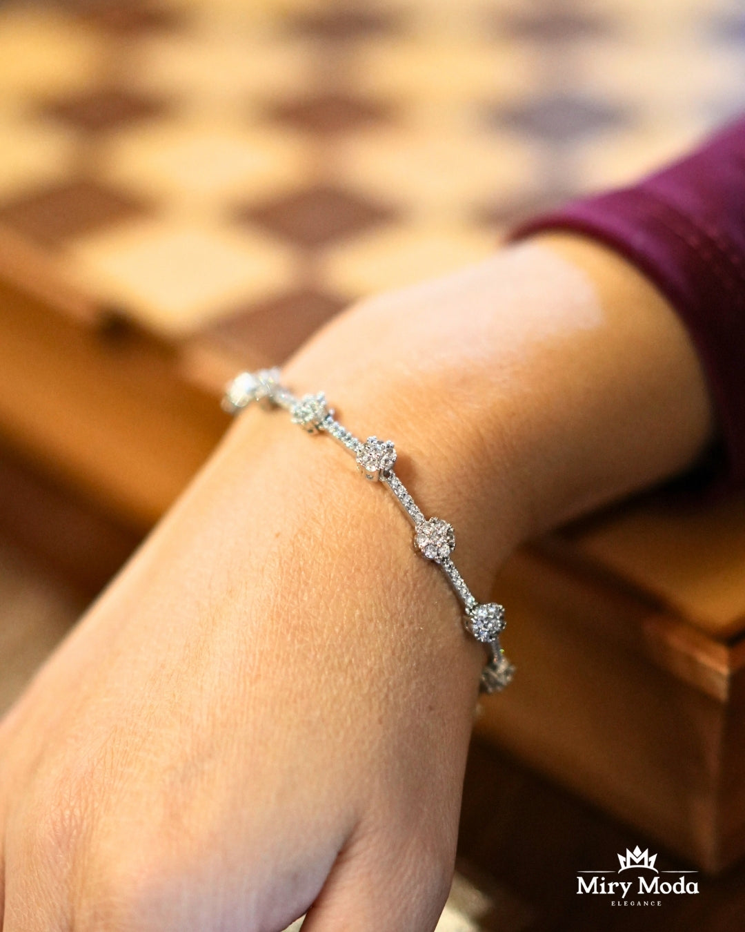 Bracciale Tennis Silver con Fiori Crystal