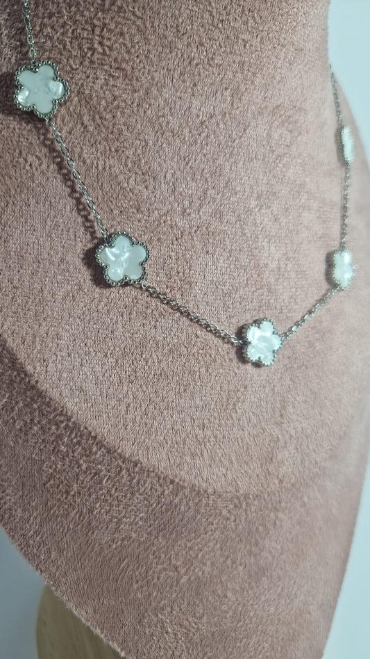 Collana Quadrifoglio Silver madreperla.