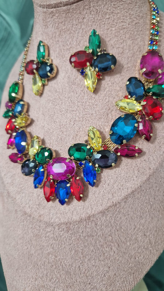 Set Collana con Orecchini multicolor