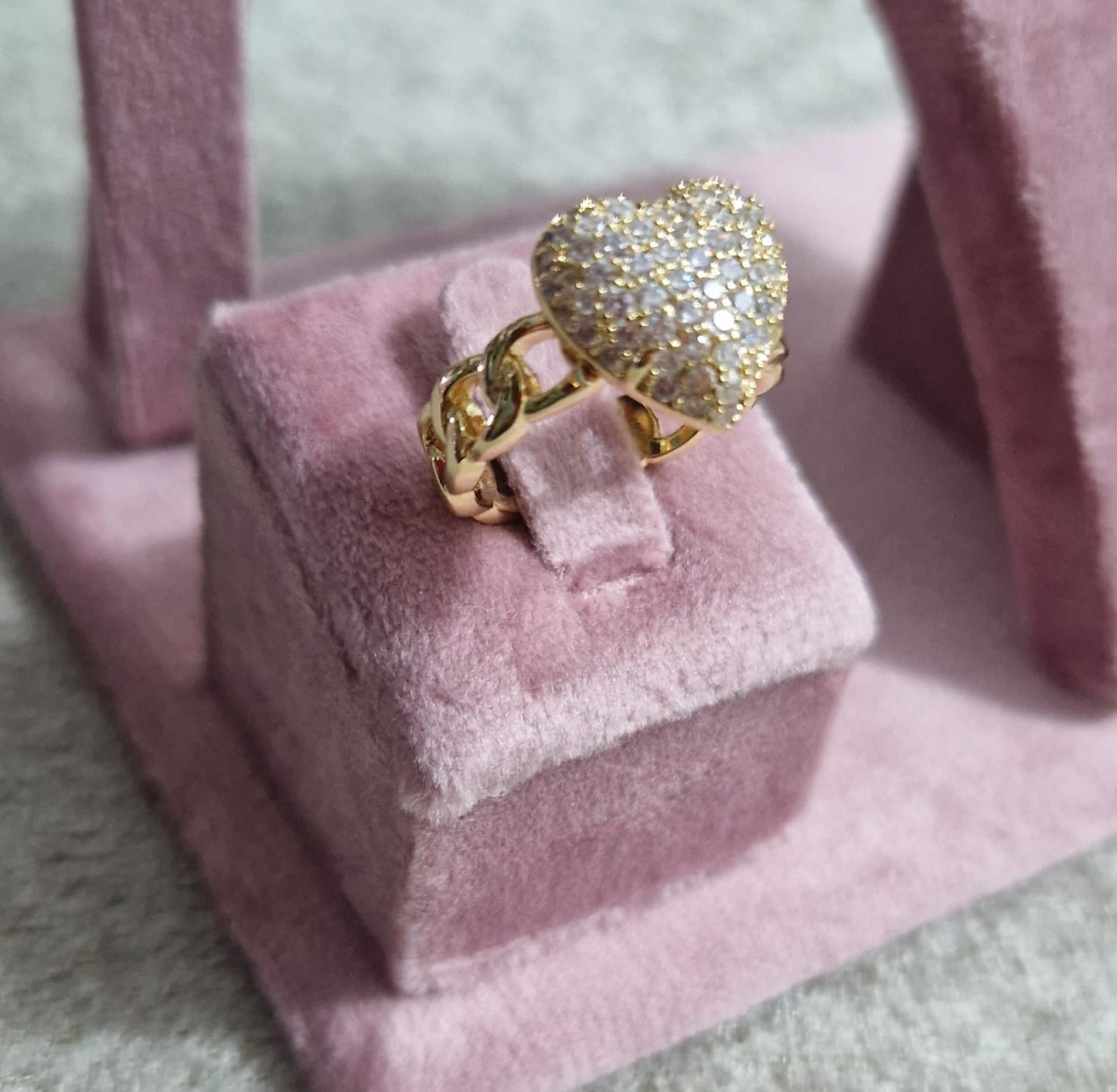Anello Cuore con  Strass Gold