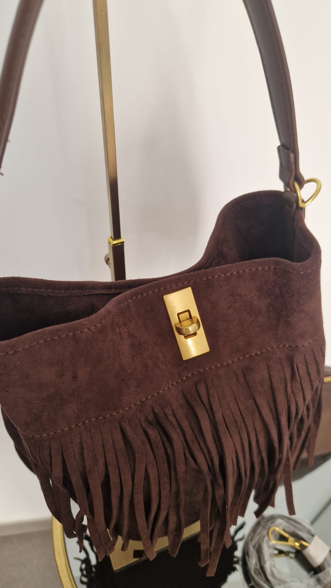 Borsa camoscio con frange