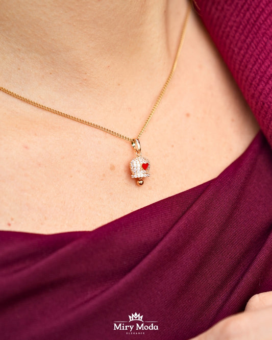 Set Campanelle Porta Fortuna Gold con Strass e Cuoricini RossiSet Campanelle Porta Fortuna Gold con Strass e Cuoricini Rossi