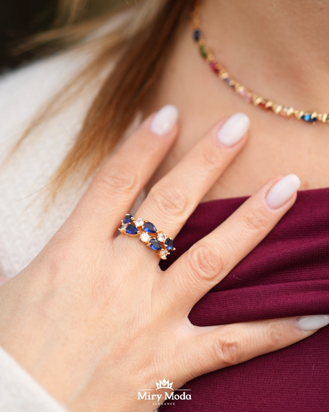 Set Goccia Gold con Pietre Colorate anello e collana