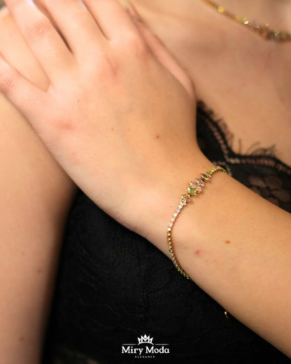 Bracciale con Pietre Colorate su Fondo Oro
