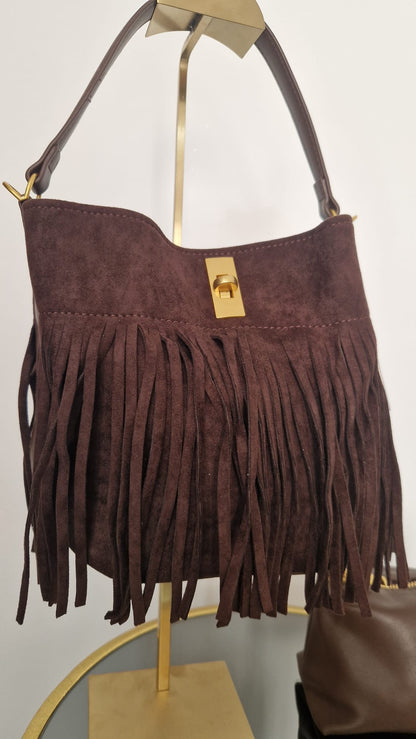Borsa camoscio con frange