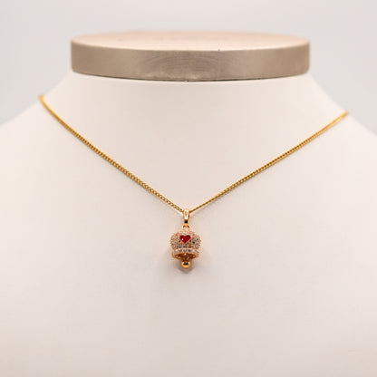 Set Campanelle Porta Fortuna Gold con Strass e Cuoricini Rossi
