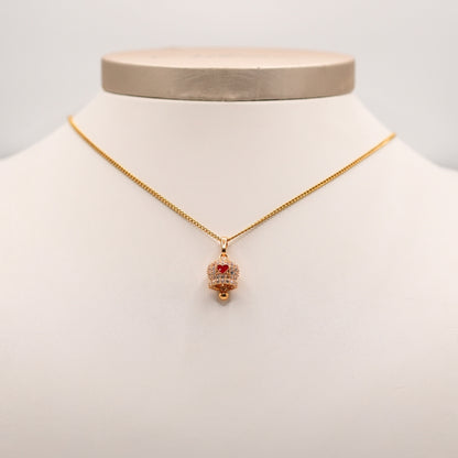 Set Campanelle Porta Fortuna Gold con Strass e Cuoricini Rossi